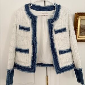 Nanette Lepore White and Denim Tweed Blazer